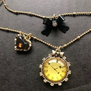 Betsey Johnson Jewelry - Betsy Johnson Gold Clock Bow Heart Necklace Betsey Johnson Jewelry - Betsy Johnson Gold Clock Bow Heart Necklace